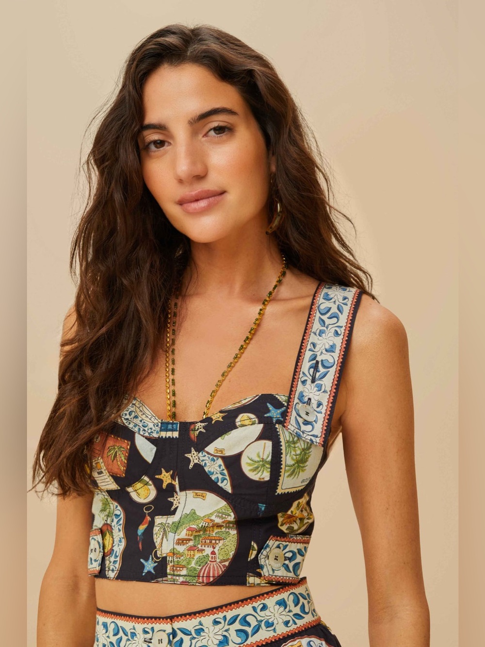 Farm Rio: Black Trip Souvenir Topstitching Top - Picture 4 of 15